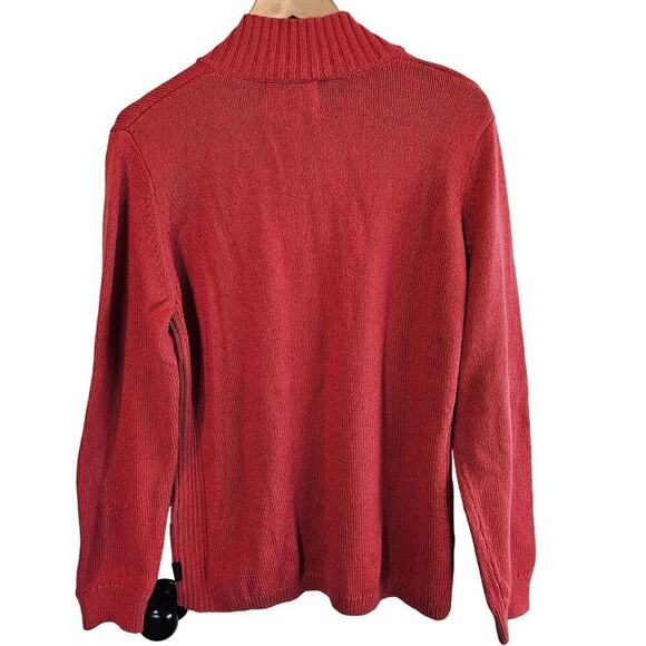 Woolrich Sweater Womens XL Red Knit Mock Neck Soft Cozy Pull Over Cotton Ribbed - Picture 2 of 9